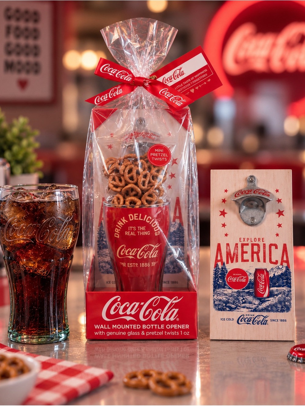 Coca Cola Red Party Gift Set with Pretzel Cup